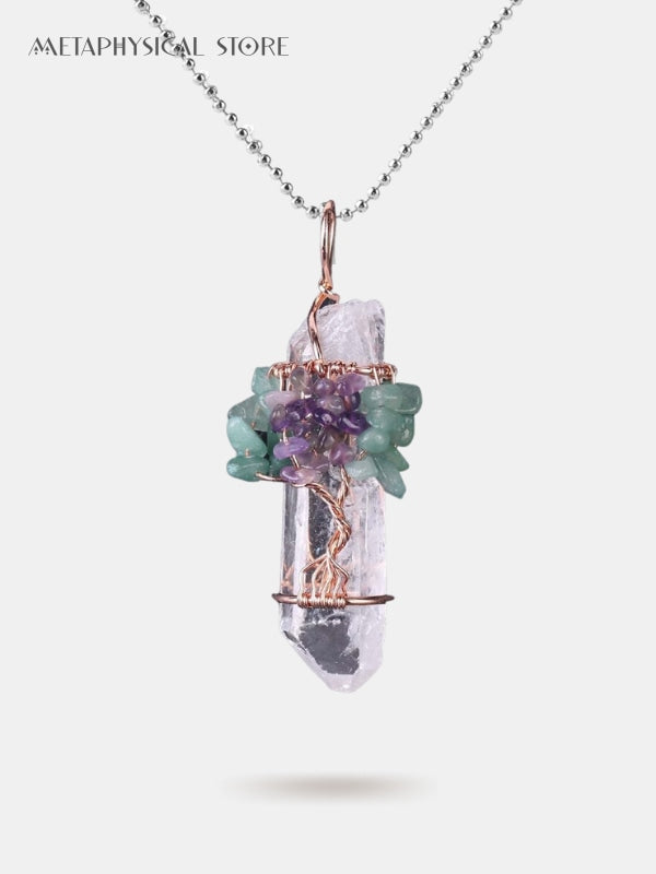 Tree of life crystal stone necklace