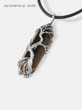 Tree of life tiger eye gemstone necklace