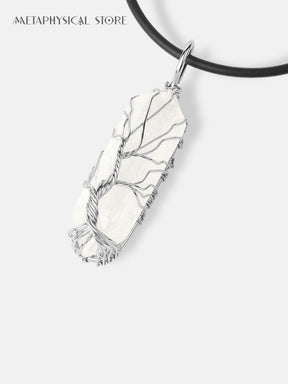 Tree of life clear crystal gemstone necklace