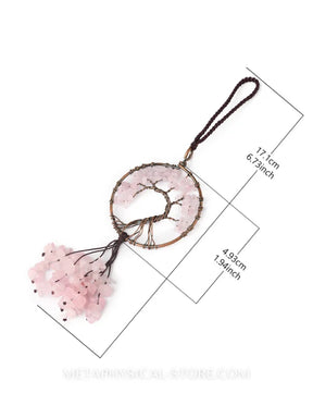 Tree of Life Keychain - Rose quartz