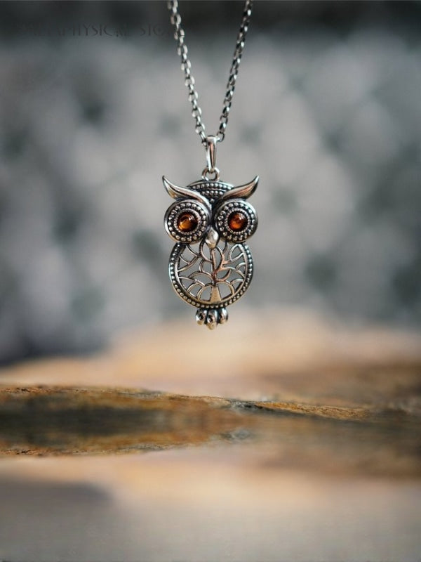 Tree of life owl necklace