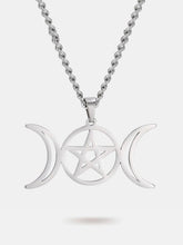 Triple moon pentacle necklace