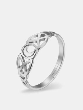 Triple Moon Ring - Resizable / Silver
