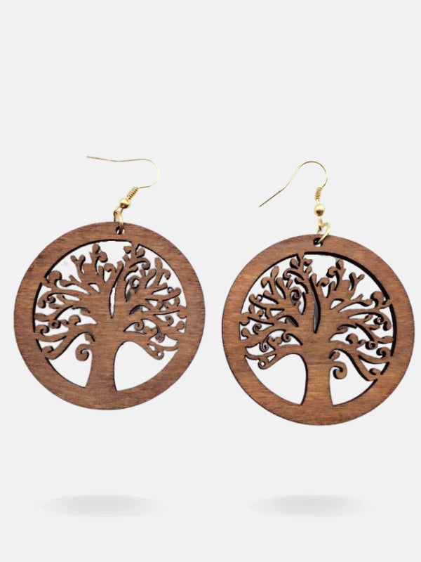 Wooden Tree of life earrings